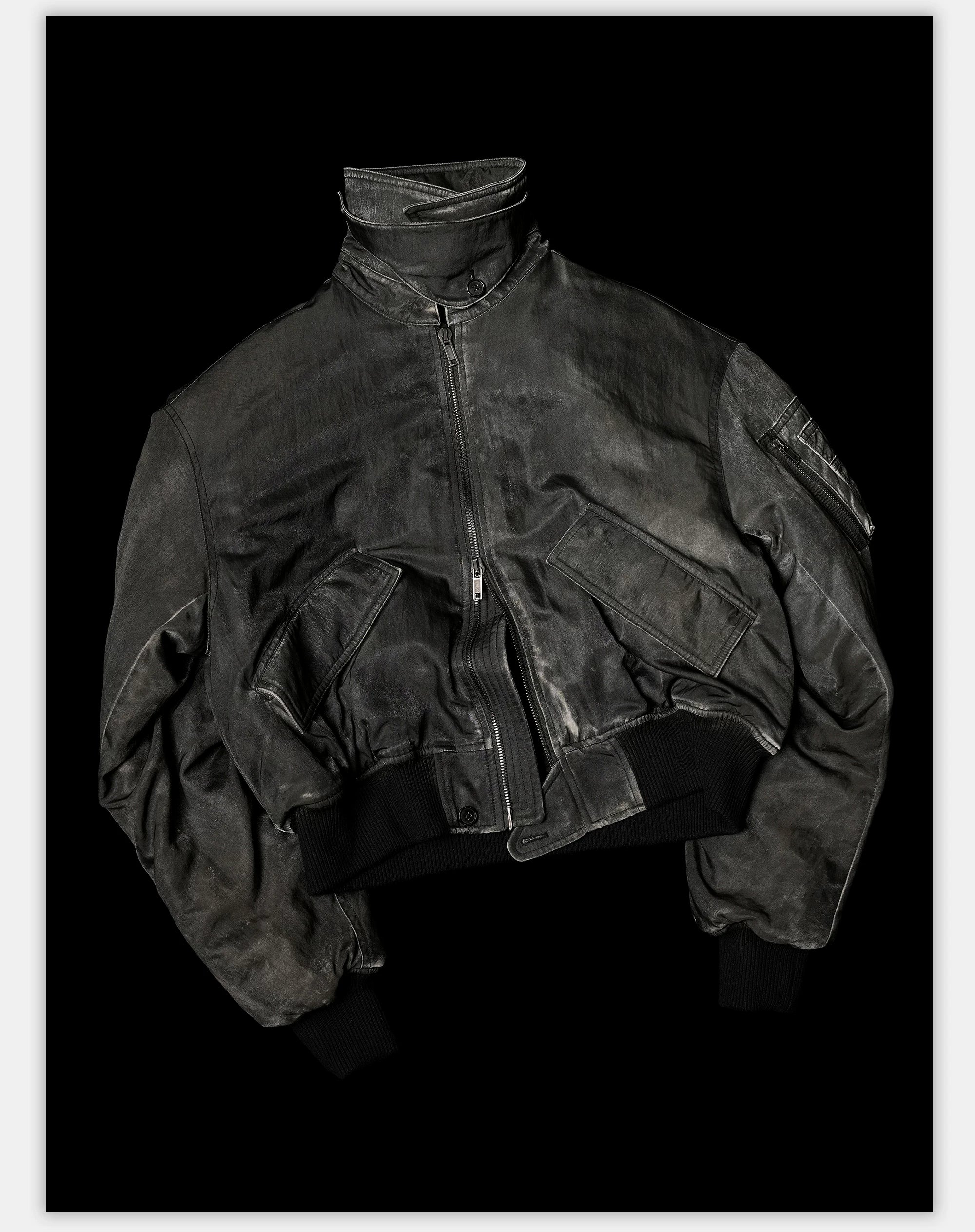 Distressed Boxy Two-Tone 3M Fleece Bomber