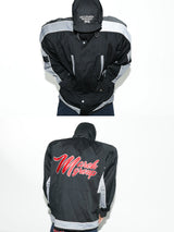 Black Patchwork Embroidered Mid-length Parka