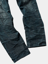 Distressed Washed Blue Straight Leg Jeans
