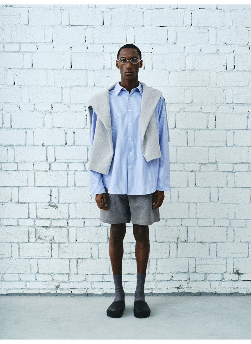 Casual Blue White Pinstriped Sun Shirt