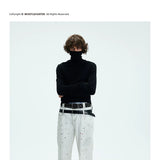 Two-color Fitted Long-sleeve Turtleneck Tee