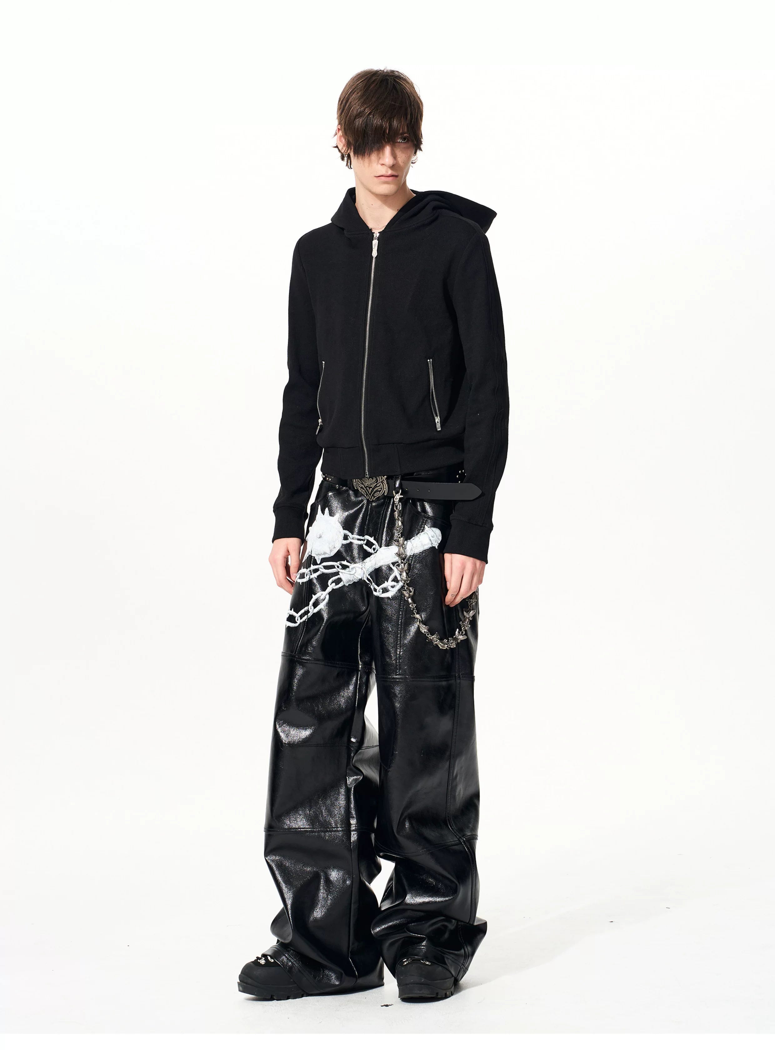 Men's Black Skull Cross Zip Hoodie