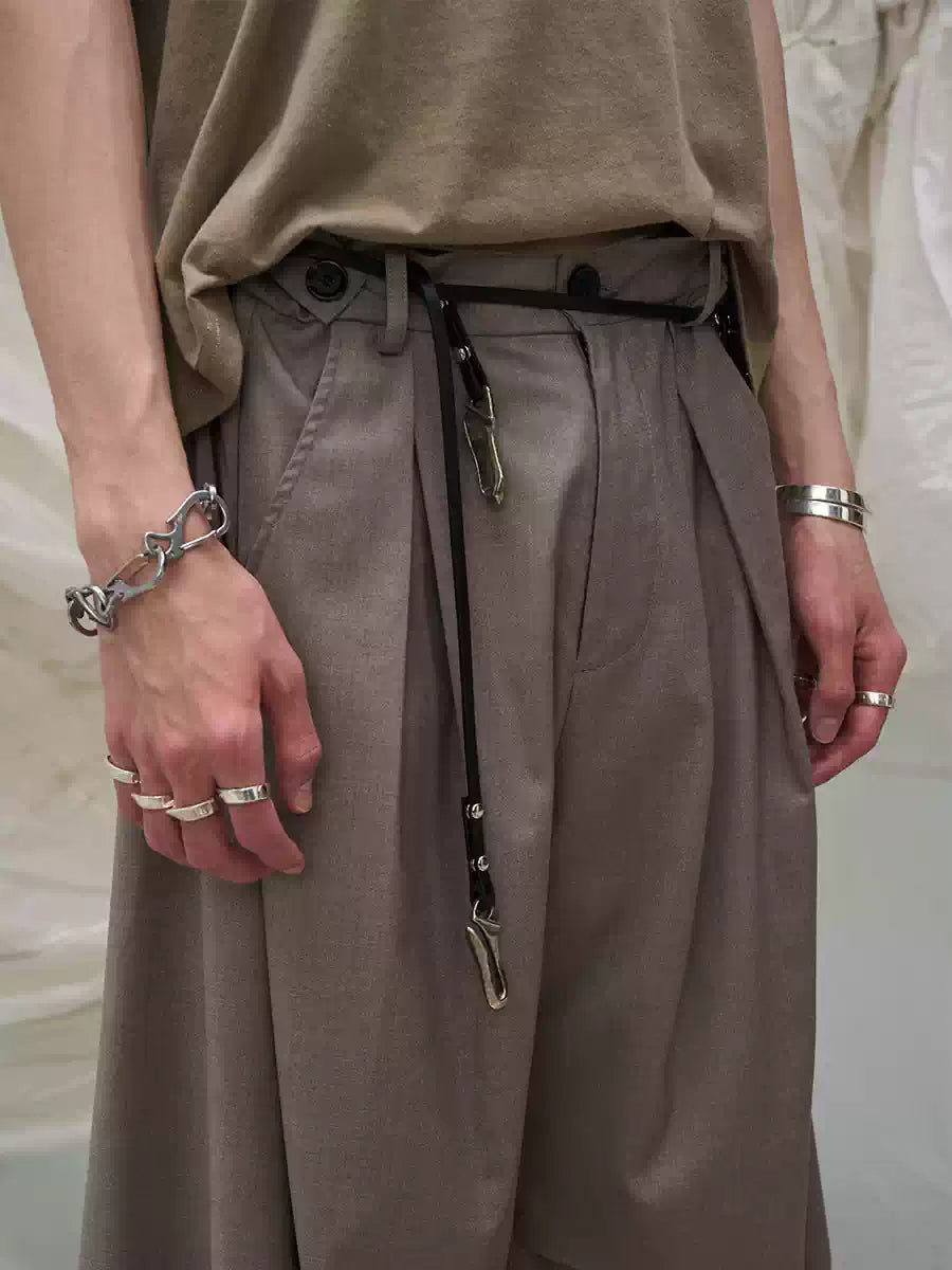 Double Hook Leather Rope Pants Chain