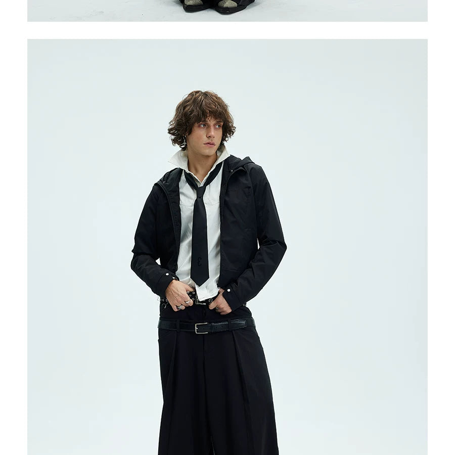 Short Detachable Hooded Waterproof Trench Coat
