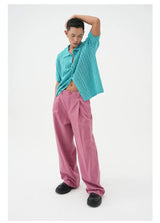 Multicolor Men's Loose Straight Cotton Pants