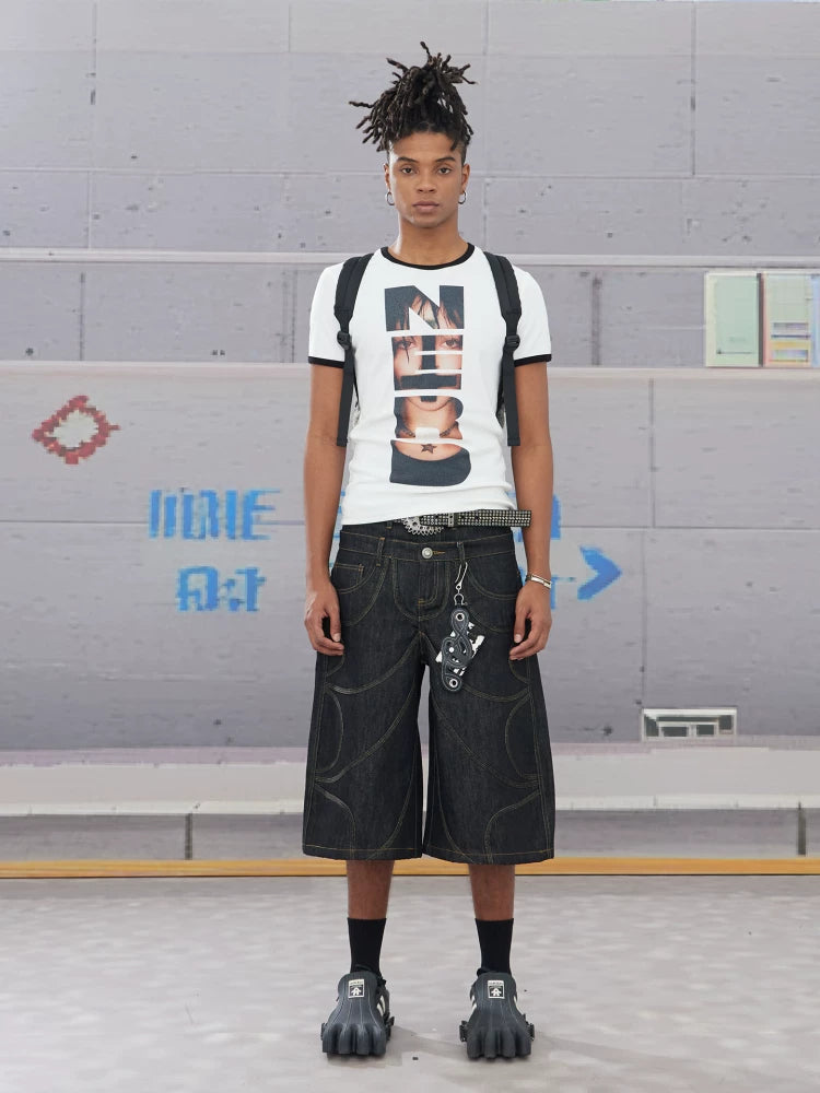 Slim Nerd Punk Portrait Print Tee