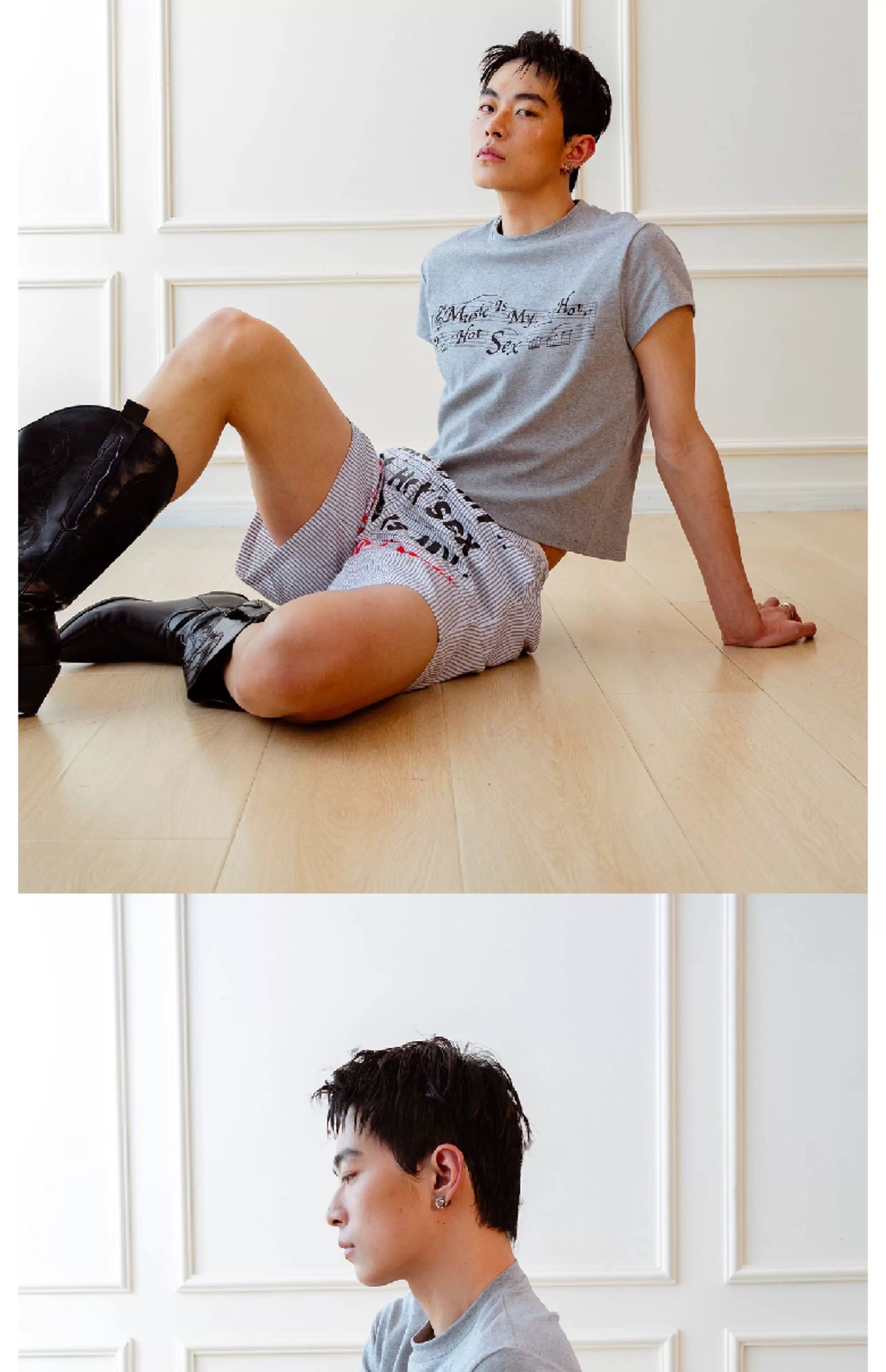 Unisex Vintage Striped Letter Print Boxers