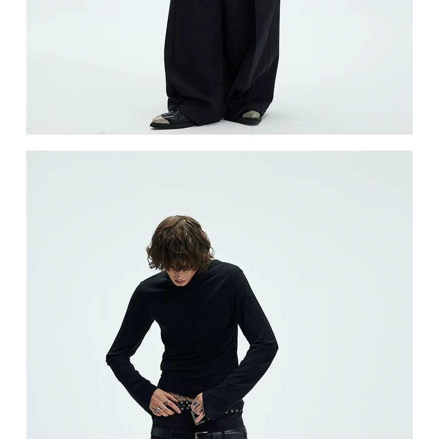 Slim Fit Two-Color Long Base Tees