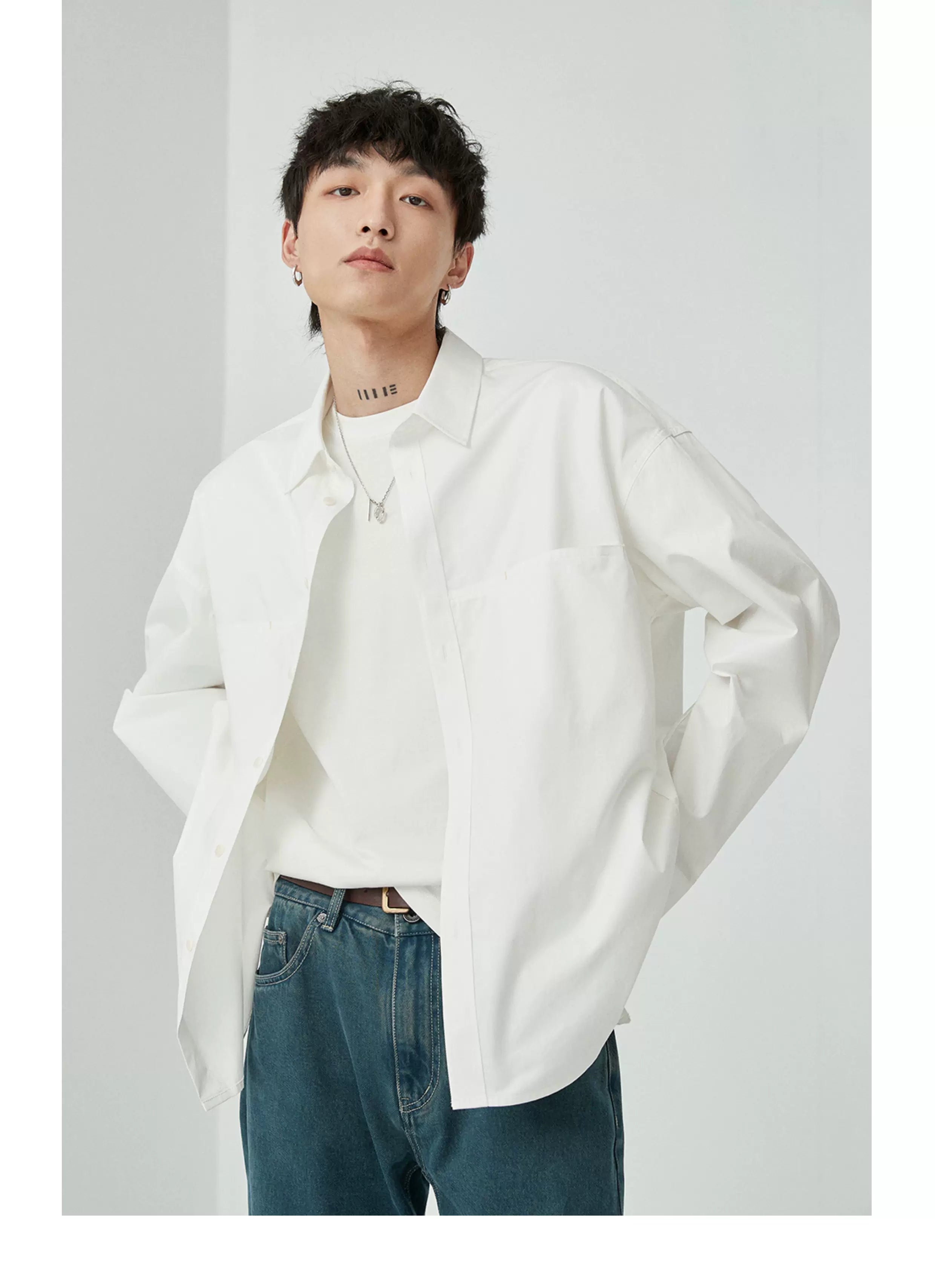 Split Pocket Basic Cotton Shirt