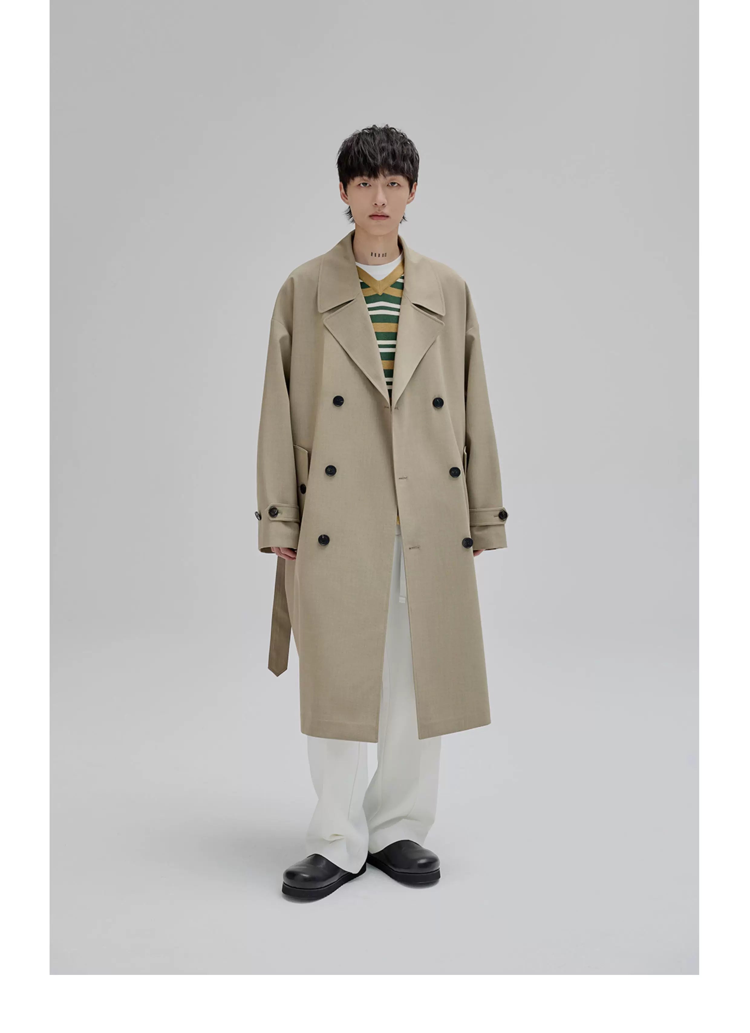 Double Breasted Long Trench Coat