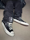 Black Leather Blend Vulcanized Tongue Sneakers
