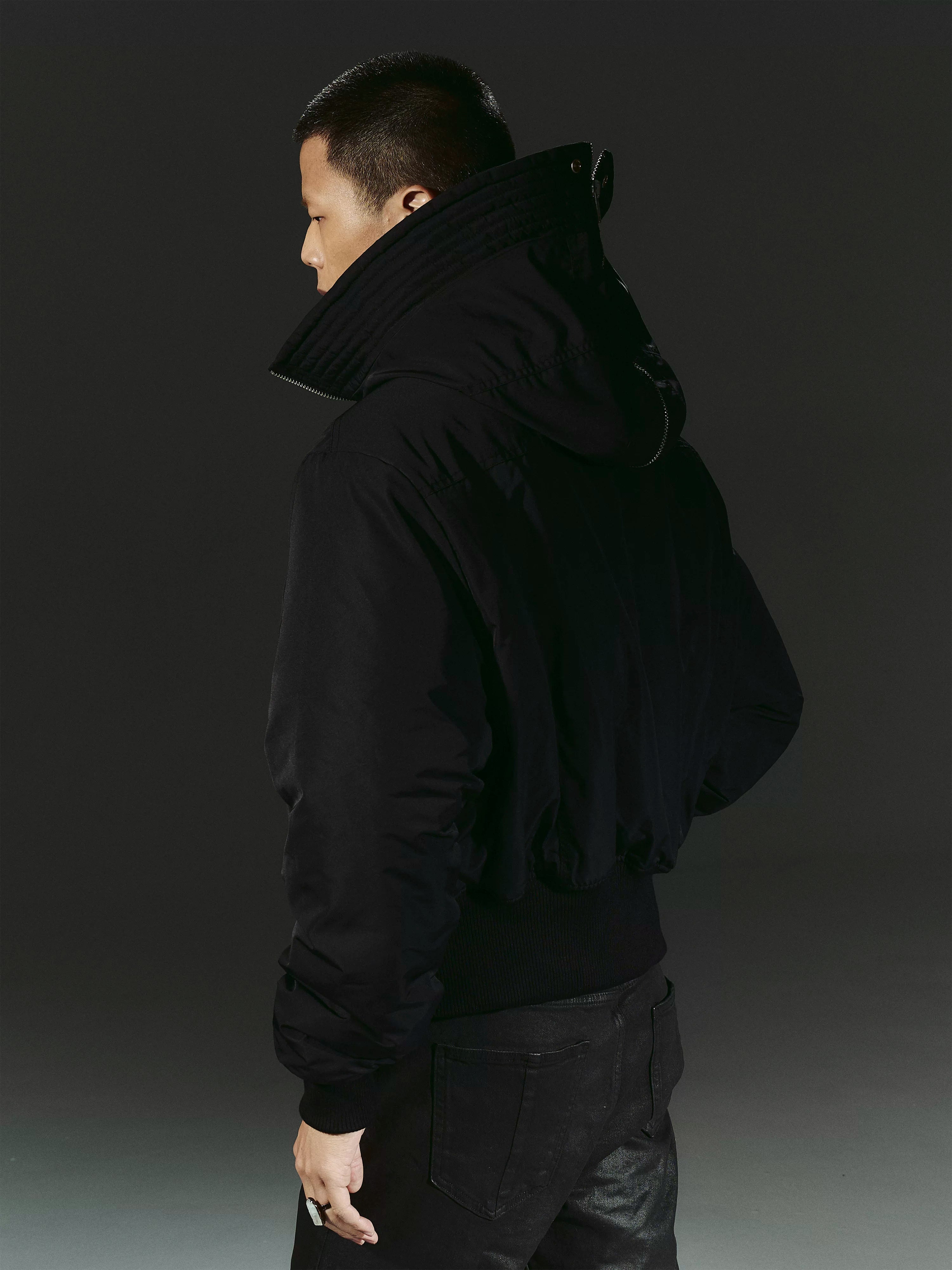 Dark 3M Oversized Hooded Bomber Jacket