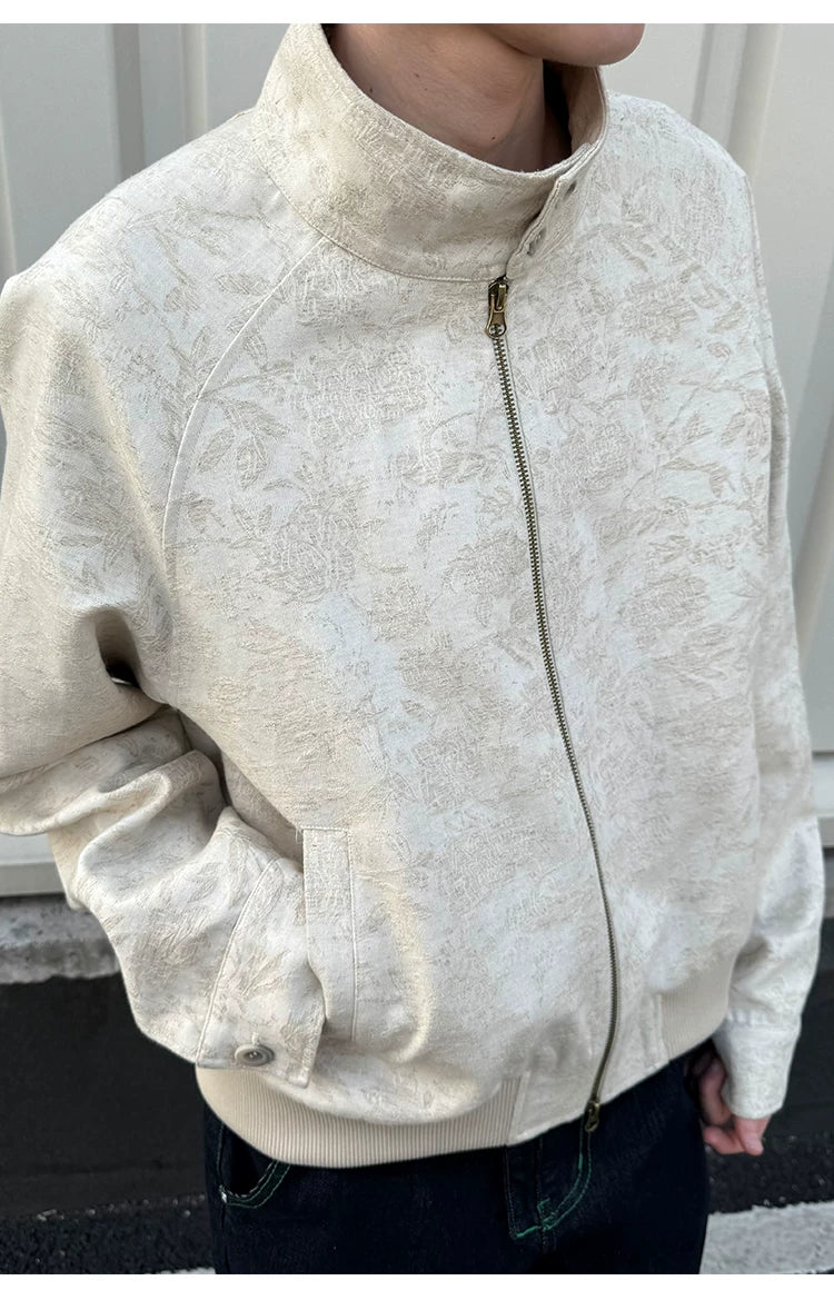 Men's Linen Floral Jacquard Harrington Jacket