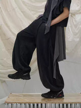 Casual Washed Detachable Tee Flap Sweatpants
