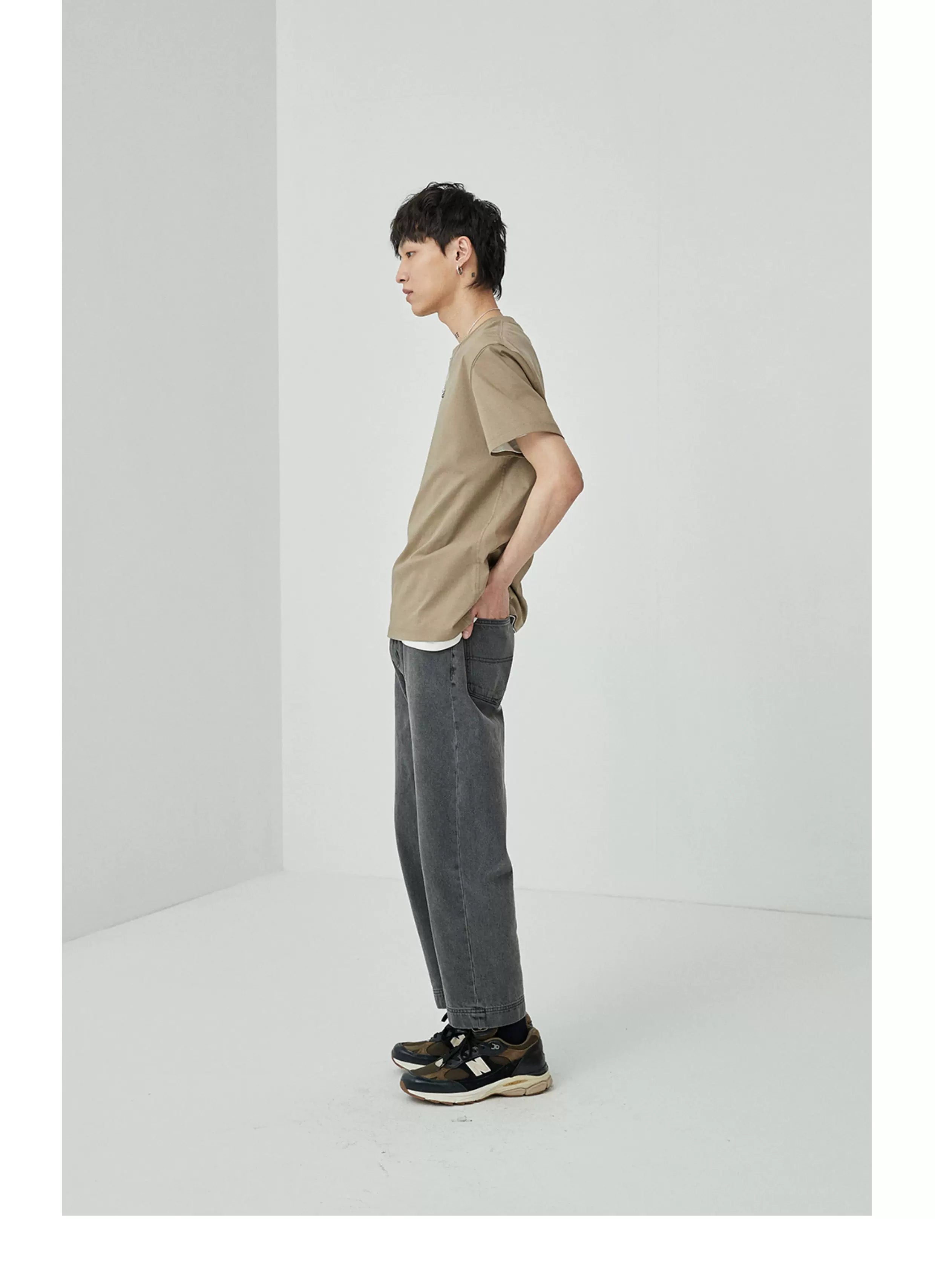 Vintage Washed Straight Ankle Jeans