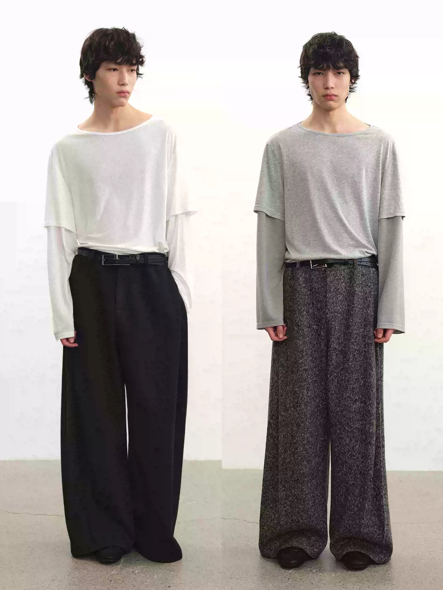 Loose Pleated Wool Pants