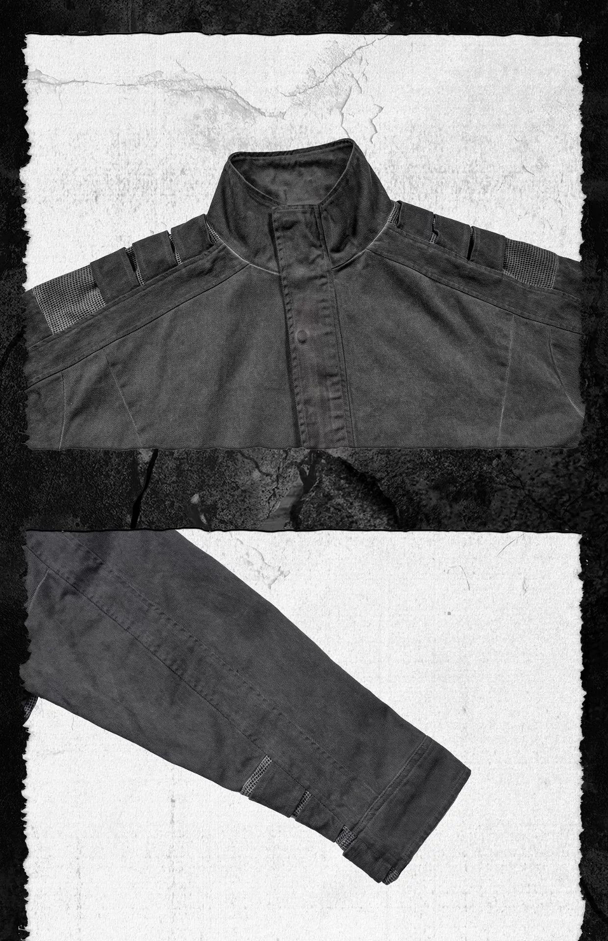 Distressed Patchwork Strapped Scavenger Jacket
