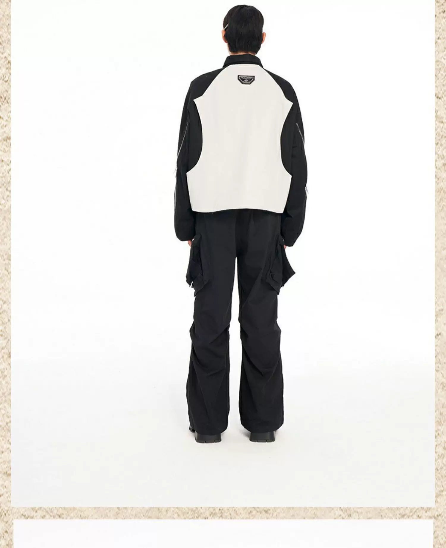 Men's Loose Short Patchwork Zip Jacket