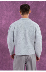 Long Charcoal V Neck Wool Sweater