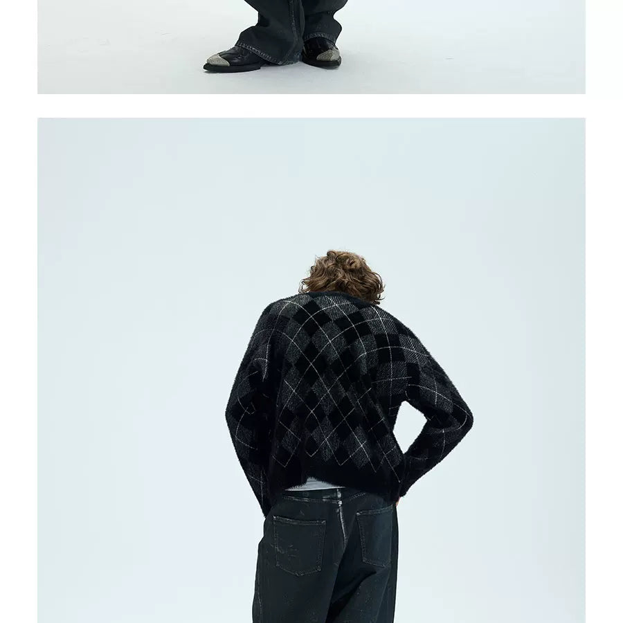 Two Tone Faux Fur Plaid Cardigan