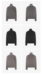 Long Sleeve Turtleneck Ribbed Knit Top