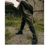 Studded Patent Leather Oversized Trench Coat