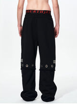 Men's Black Straight Two-In-One Riveted Sweatpants
