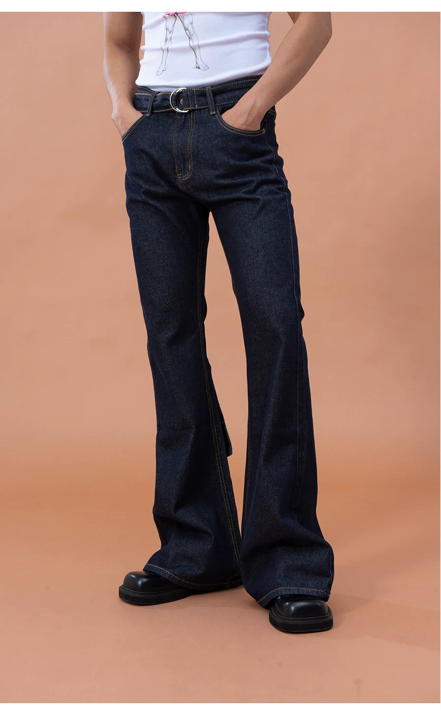 Men's Dark Blue Slim Flared Jeans