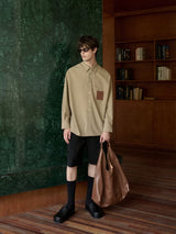 Relaxed Fit Leather Patch Pocket Shirt