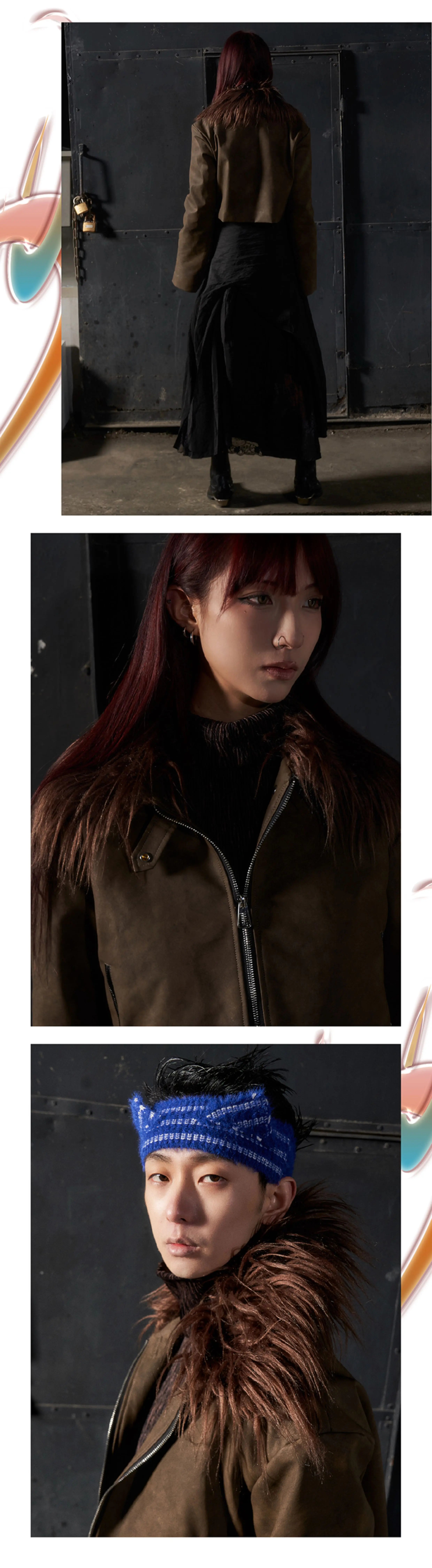 Y2K Fur Collar Cropped Leather Jacket