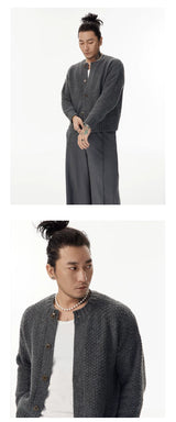Gray Short Knit Cardigan Unisex