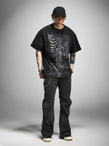 Loose Washed Distressed Black Graphic Tee