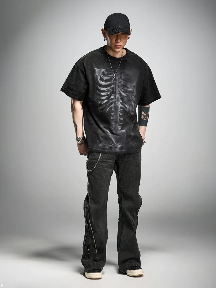 Loose Washed Distressed Black Graphic Tee