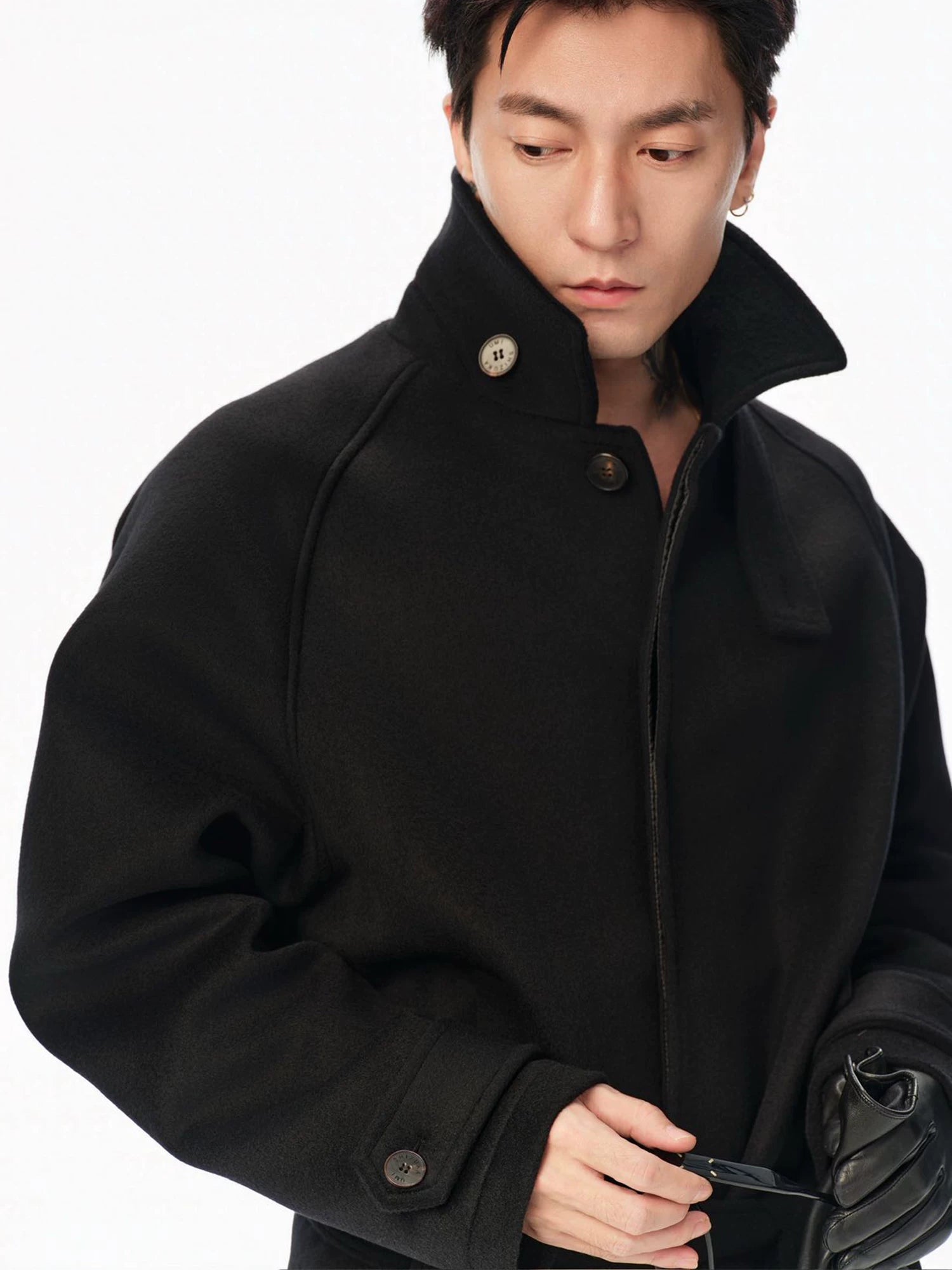 100% Wool Cropped Raglan Coat