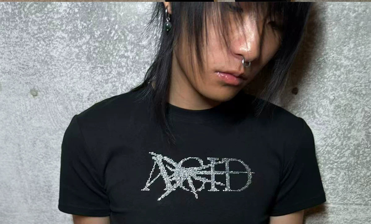 Acid Rock Band Slim Rhinestone Tee