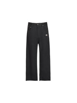 Embroidered Devil Straight-Leg Denim-Style Terry Sweatpants