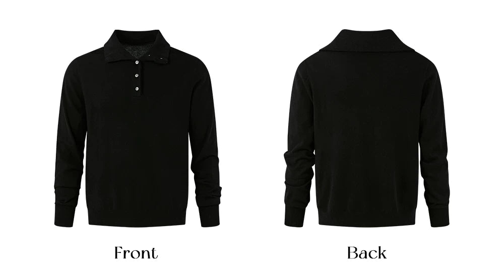 30% Wool Double Collar Polo Tops