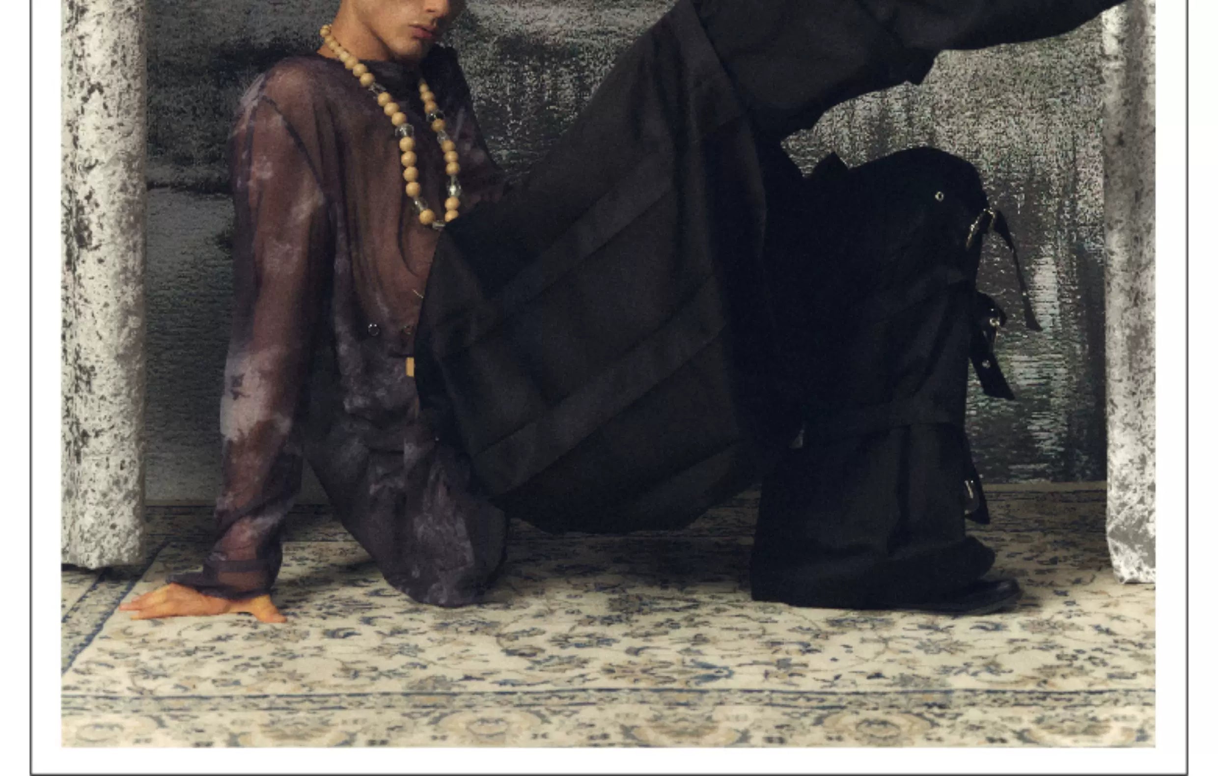 Unisex Long Asymmetrical Pleated Acetate Dress