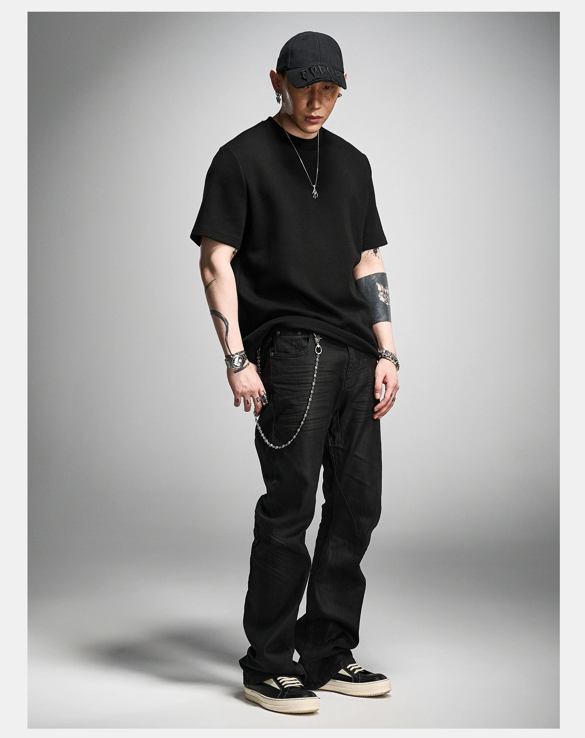 Black Boxy Short Sleeve Modal Tee