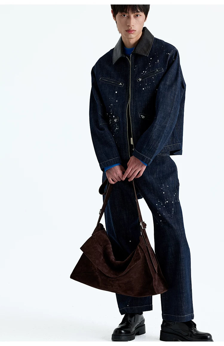 Hand Splashed Washed Straight Cropped Jeans
