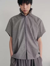 Ruffled Collar Cotton Linen Buttoned Shirt