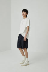 Draped Drawstring Elastic Waist Pleated Shorts