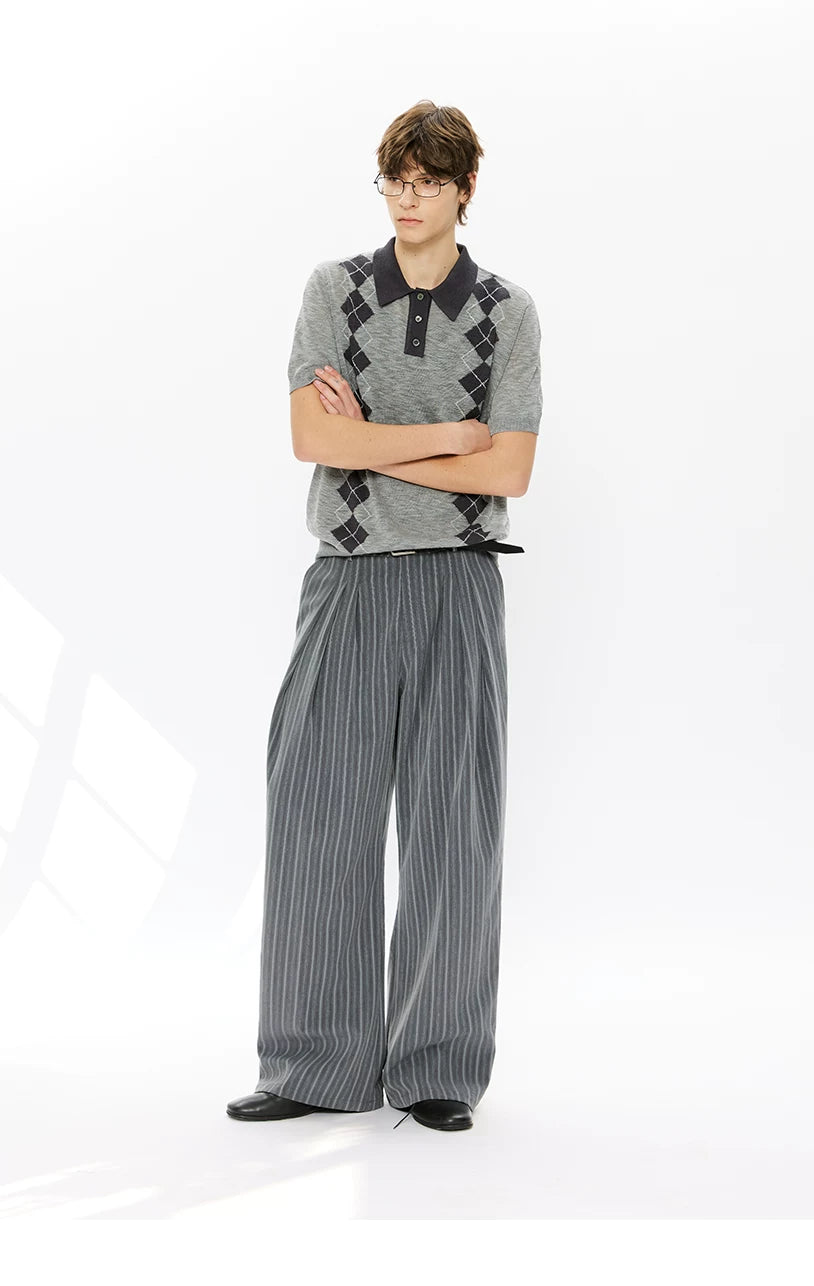 Men's Summer Contrast Diamond Knit Polo