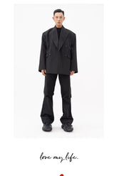 Men's Oversized Dark Apricot Padded Blazer
