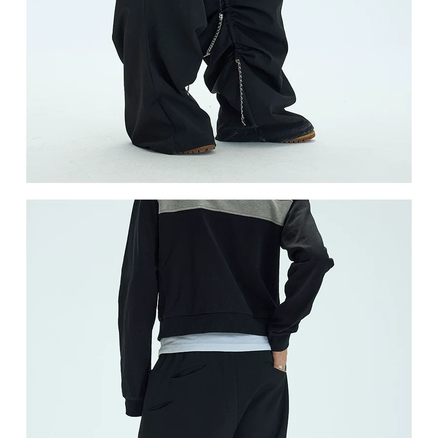Black Side Adjustable Chain Casual Pants