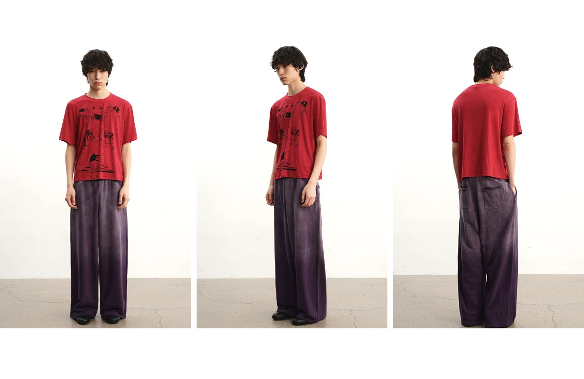 Faded Cotton Straight Loose Pants