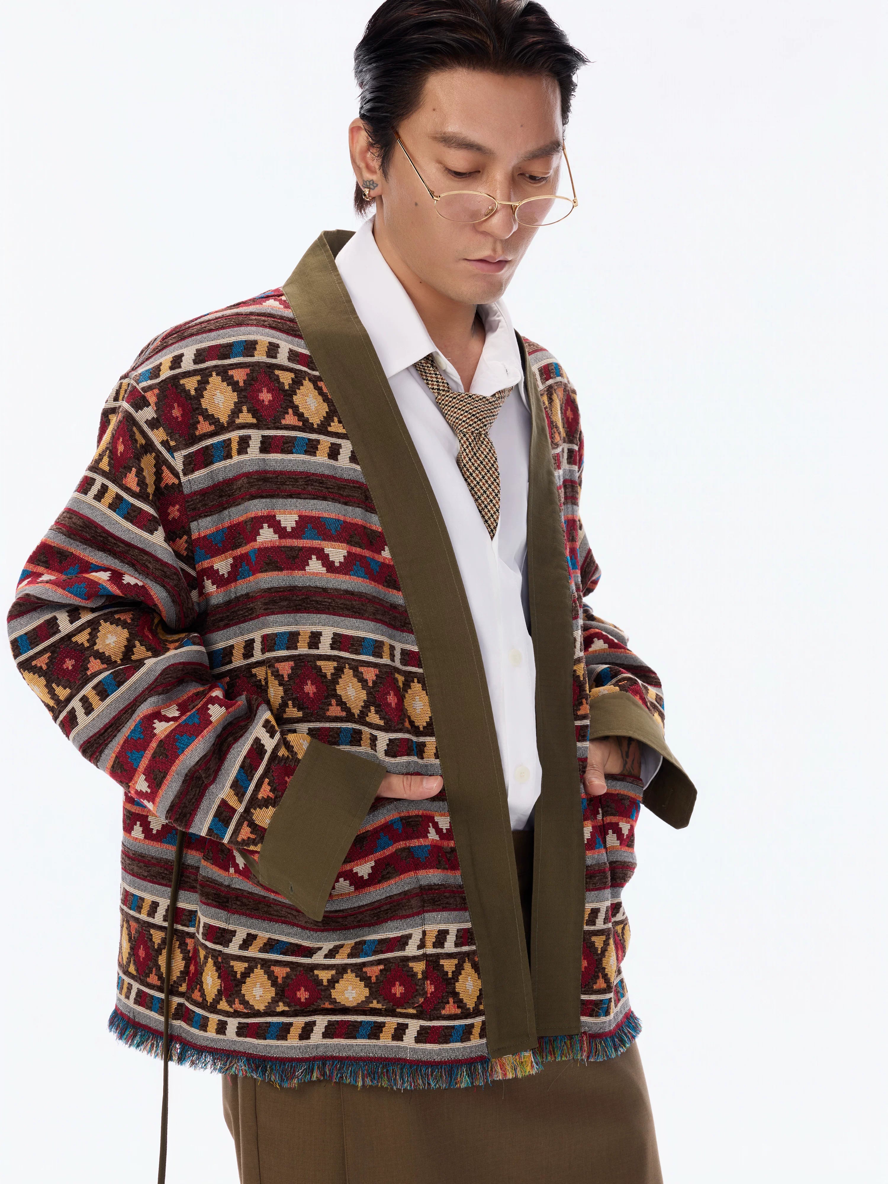 Vintage Jacquard Oversized Kimono Coat