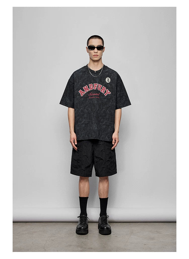 Pleated Metal Nylon Tech Cargo Shorts