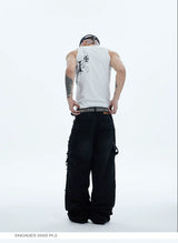 Washed Distressed Baggy Carpenter Jeans