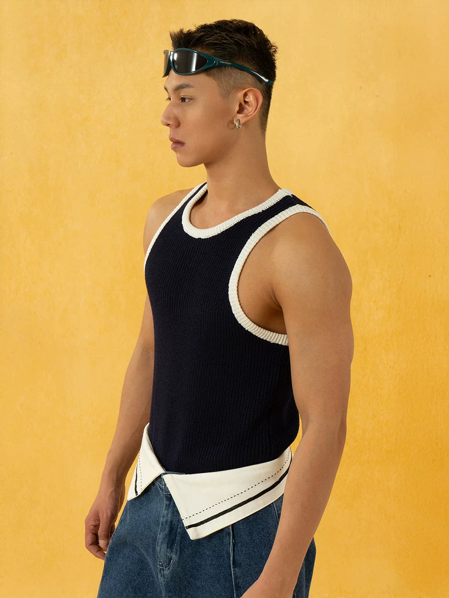 Men's Color Block Rib Knit Vest